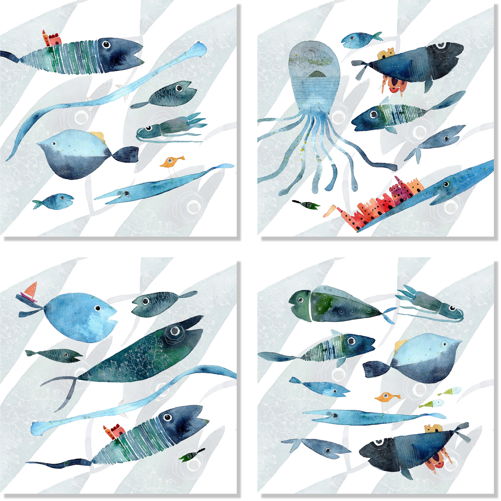 The Napking - Vendita all'ingrosso Tovaglioli da tavola in stoffa - Set Of 4 Napkins «Oltremare» 100% Made in Italy0