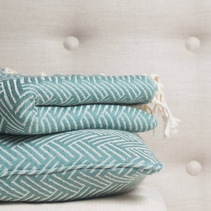 Lantara - Wholesale Throw Blanket - Plaid Vienna Wool Cotton - Eucalyptus Green - 150x250cm