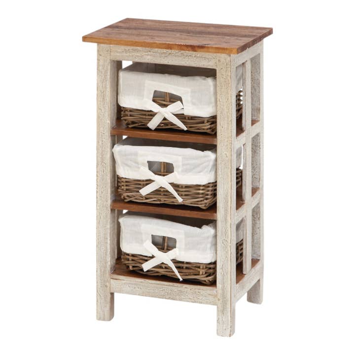 A-38301: MESA AUXILIAR DE MADERA Y RATÁN 38 CM ANCHO, 74 CM ALTO para venta al por mayor de Import Corner