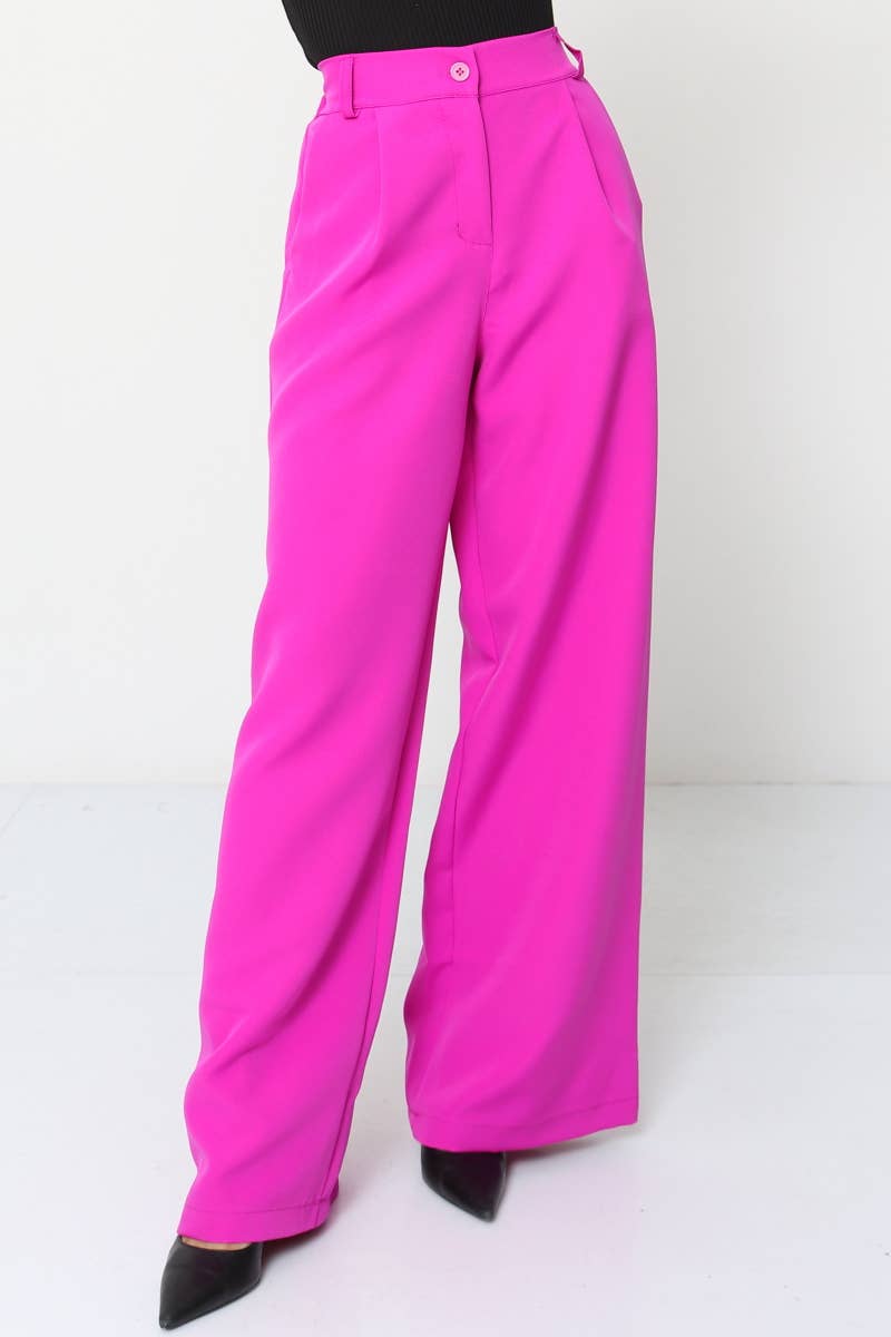 LORIANE - Wholesale Pants - Women's - 12429 Plain wide-leg pants2