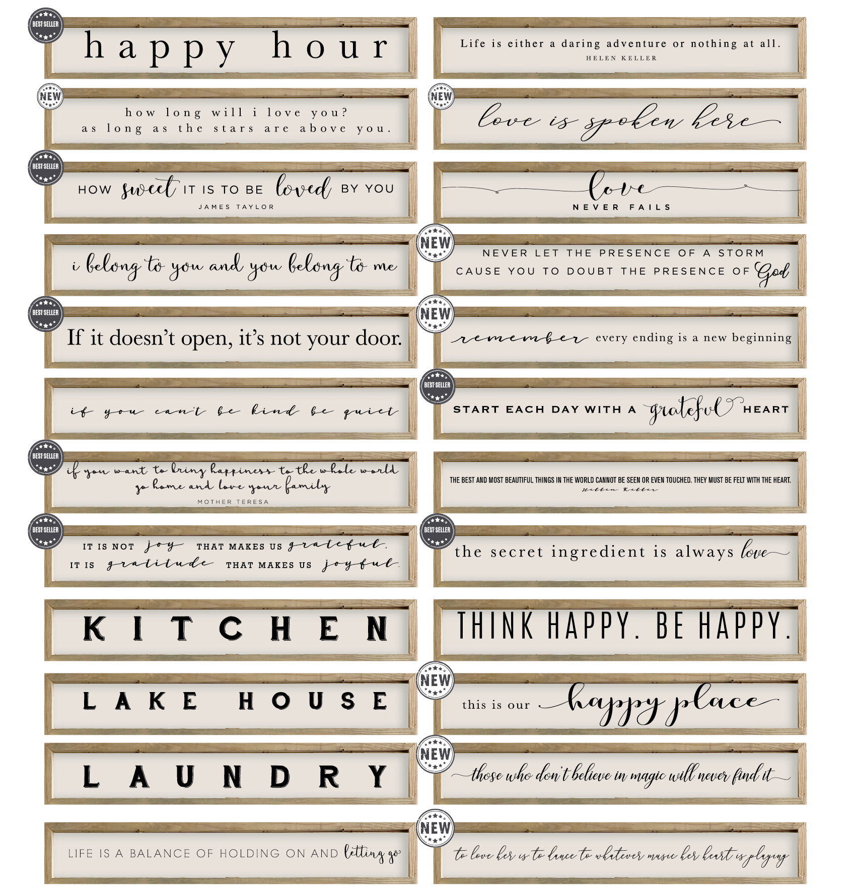 Brayden and Brooks - Vente Pancarte - Panneau en toile encadrée en chêne mince 41x71