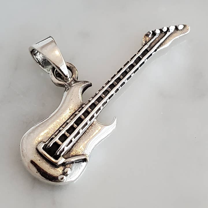Guitar Charm .925 Sterling Silver Musician Pendant for wholesale by Dalfiya
