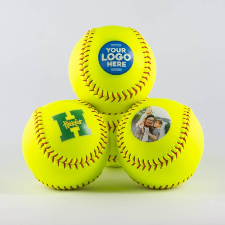 Buffalo Bottle Craft - Venta al por mayor Balón/pelota - Softbol de cuero impreso personalizado, amarillo, 12 «, regalos de sóftbol1