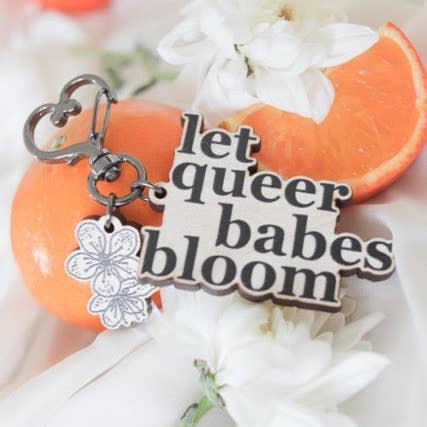 Let Queer Babes Bloom | LGBTQ+ Wooden Keyring for wholesale by Conscious Euphoria