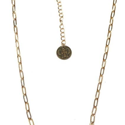 Pink Panache Brands - Wholesale Pendant/Charm Necklace - Gold tone paperclip chain necklace with cluster bicone beads - LC