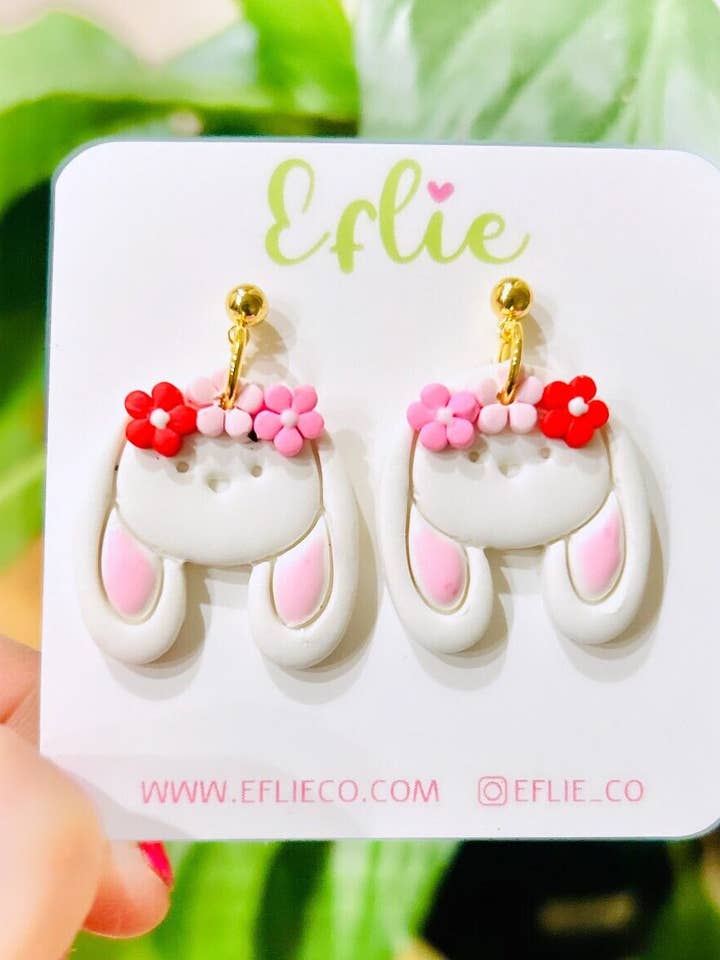 Påskeblomstrede kaninøreringe | Forårsferiegave for engroshandel hos Eflie