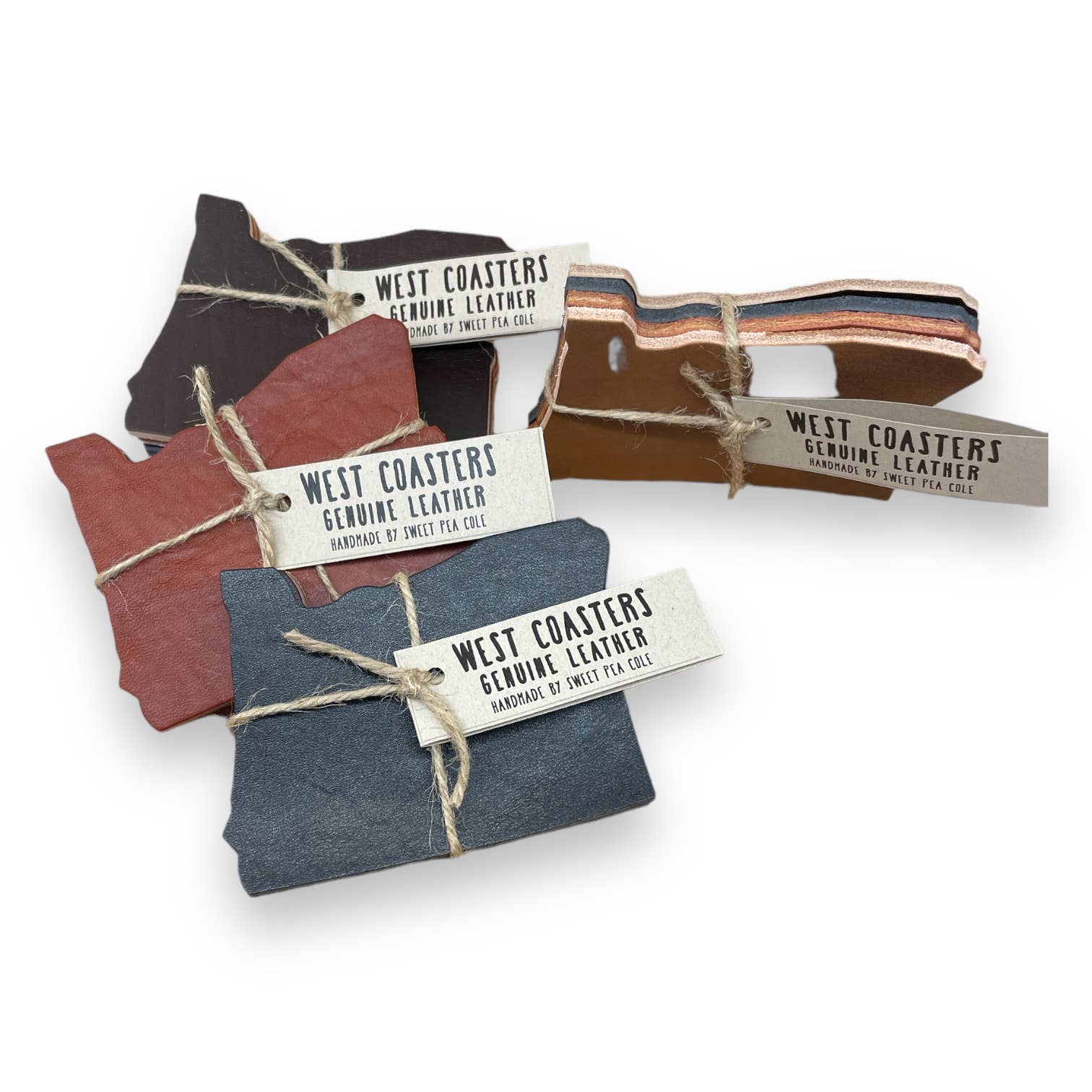Sweet Pea Cole - Wholesale Coasters - West Coasters (Oregon) Genuine Leather Drink Coaster Set4