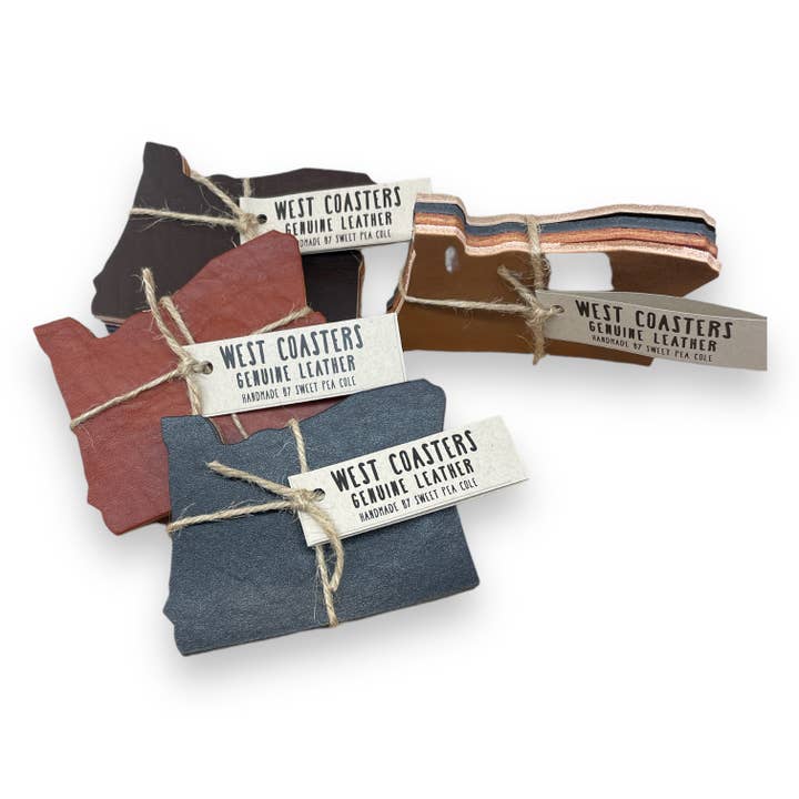 Sweet Pea Cole - Wholesale Coasters - West Coasters (Oregon) Genuine Leather Drink Coaster Set4