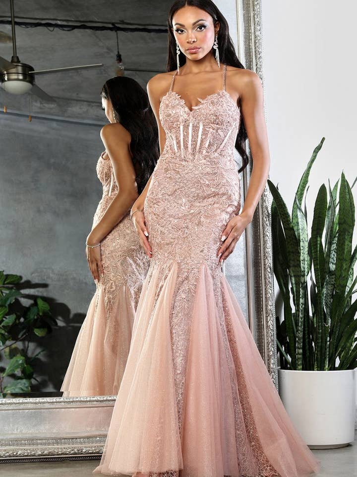 LA Merchandise - Wholesale Gown - Women's - LA8059 Corset Embroidered Prom Mermaid Evening Dress1