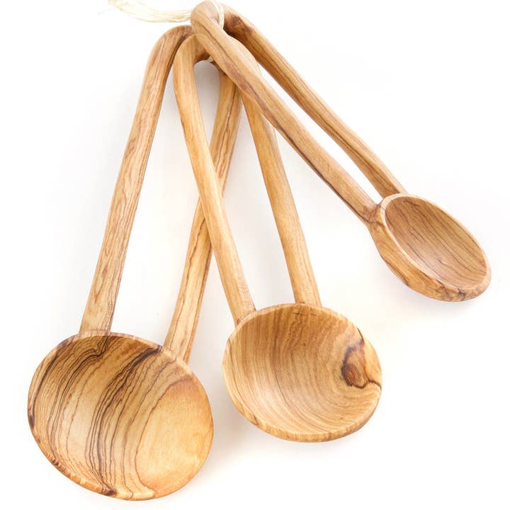 Swahili | AFRICAN MODERN - Wholesale Serving Utensil - Set of Three Wild Olive Wood Loop Handle Serving Spoons