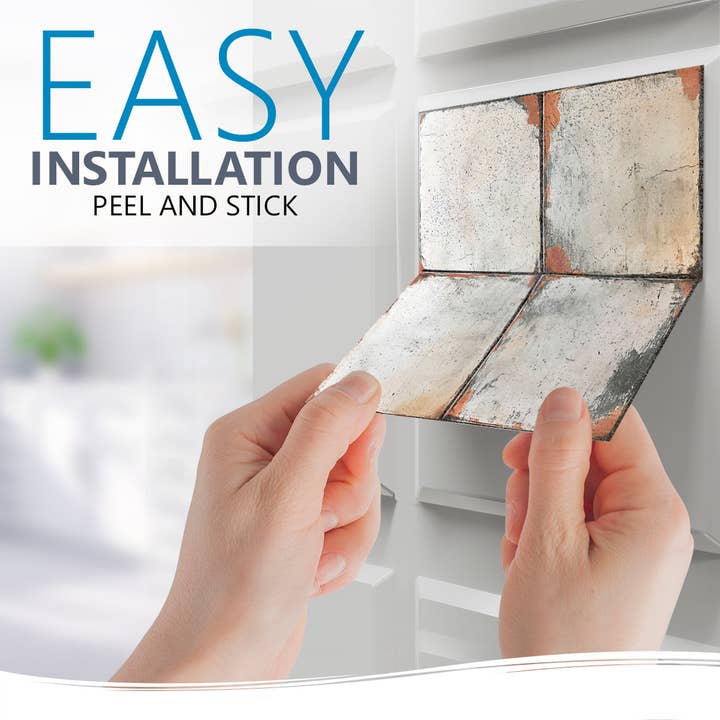 Mi Alma LLC - Wholesale Wall Tile - Gray Self-adhesive Tile Stickers Peel and stick stair treads Vintage tilePeel and Stick Tile Stickers for easy bathroom tiles cover Model - R16111