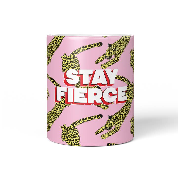 Fawn & Thistle Ltd – Großhandel Kaffeebecher – Tasse Stay Fierce Leopard | Kaffeebecher | Motivationstasse