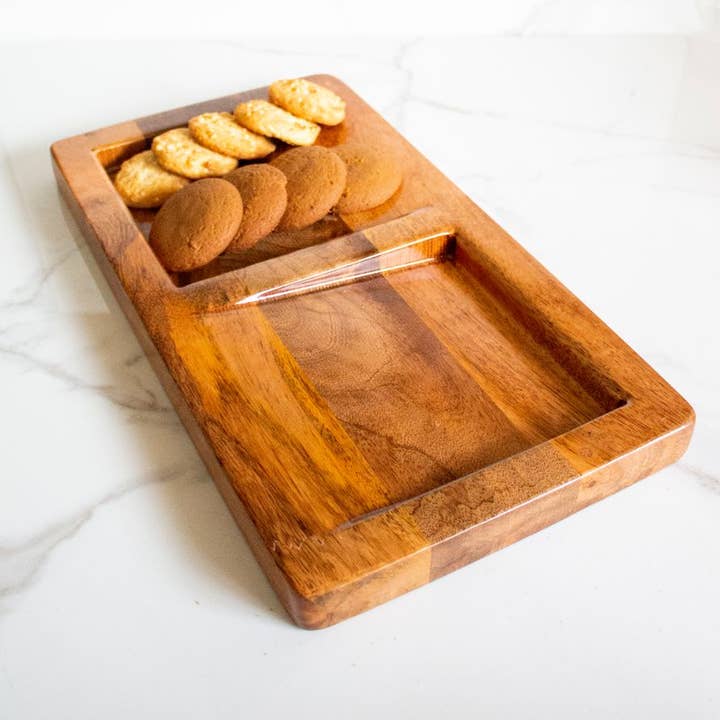 Oblique Mango Wood Sectional Platter for wholesale by Kudrati LLC