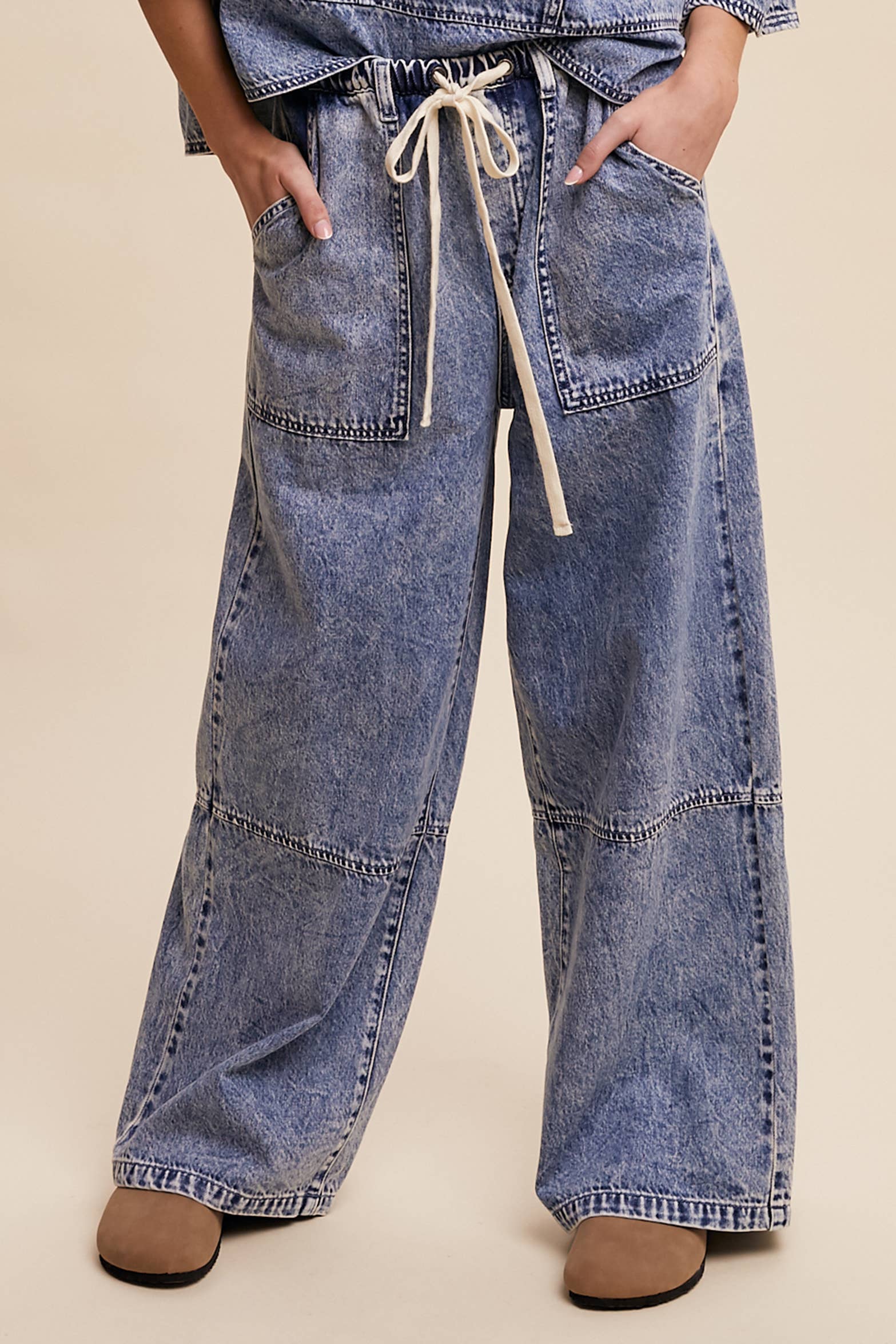 Listicle - Wholesale Jeans - Dames - Denim Broek met Wijde Pijpen en Trekkoord LP02561