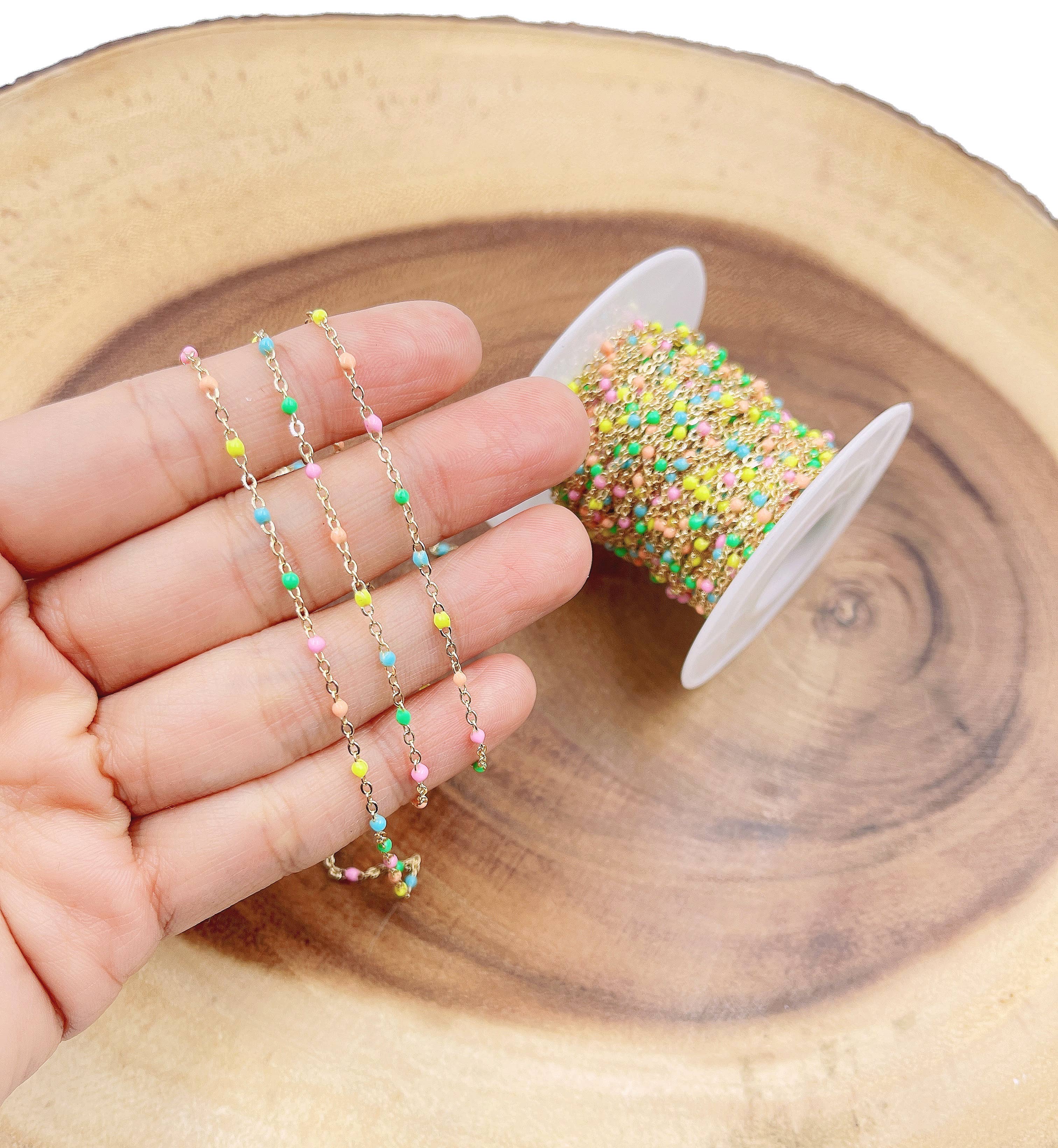 Beads Creation - Wholesale Craft Supplies - Multicolor Enamel Cable Paperclip Chain by Foot, CH3027