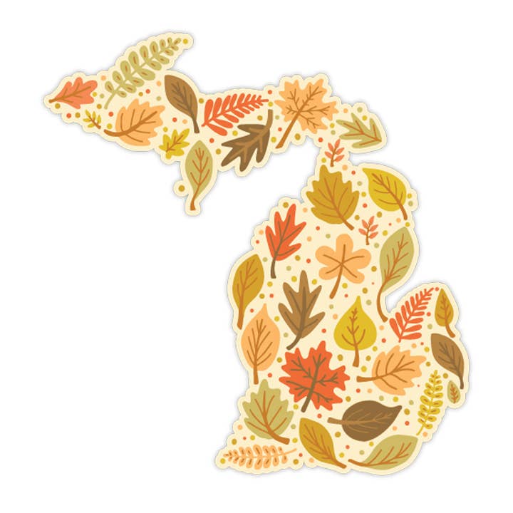 Autumn Leaves Michigan Sticker — Durable & Dishwasher Safe for wholesale by Stuck on Michigan
