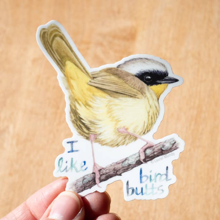I Like Bird Butts 3" Vinyl Sticker dishwasher safe for wholesale by Laurel Mundy Illustration