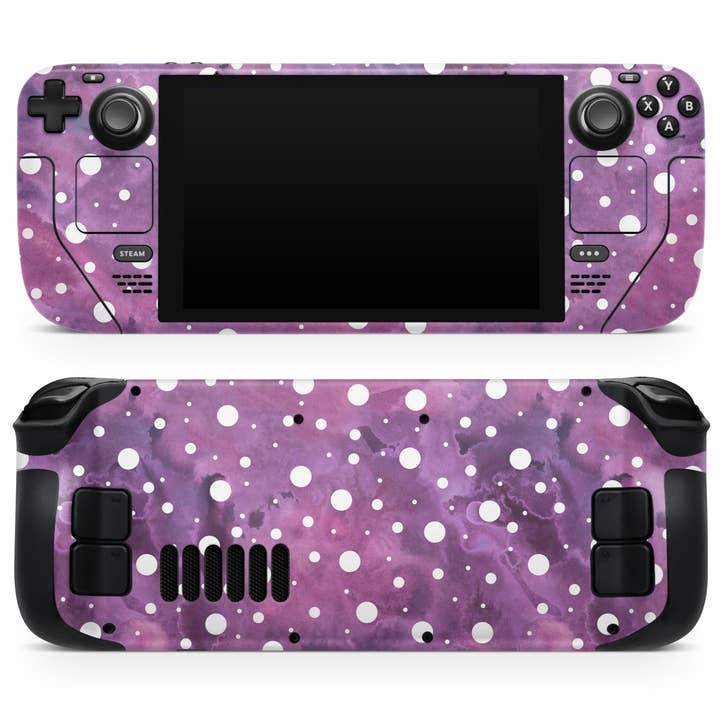 White Polka Dots Over Purple Pink Paint Mix Kit Computer for wholesale by DesignSkinz