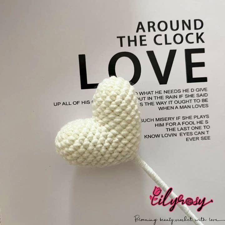 Lilyrosy(Duty free) - Vente Fleurs artificielles - Cœur au crochet Lilyrosy, cadeaux faits à la main