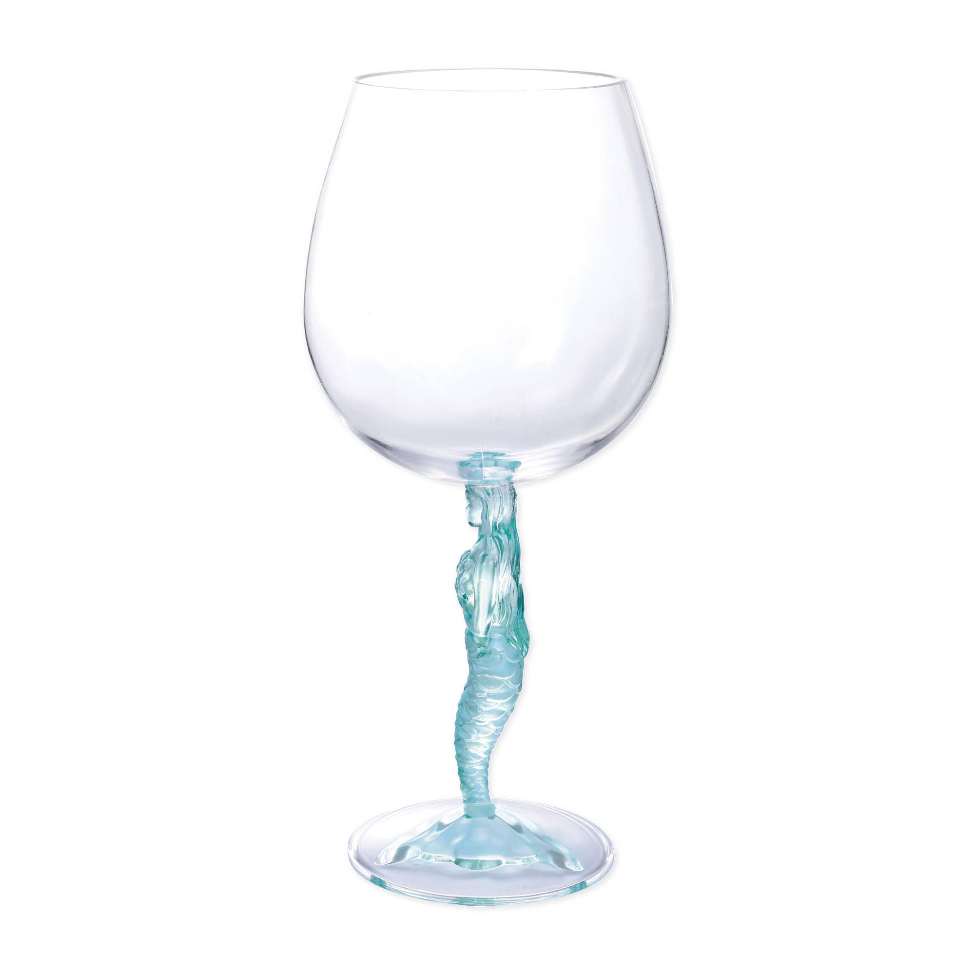 Sky Blue Mermaid 17oz Acrylic Plastic Wine Glass for wholesale on Faire3