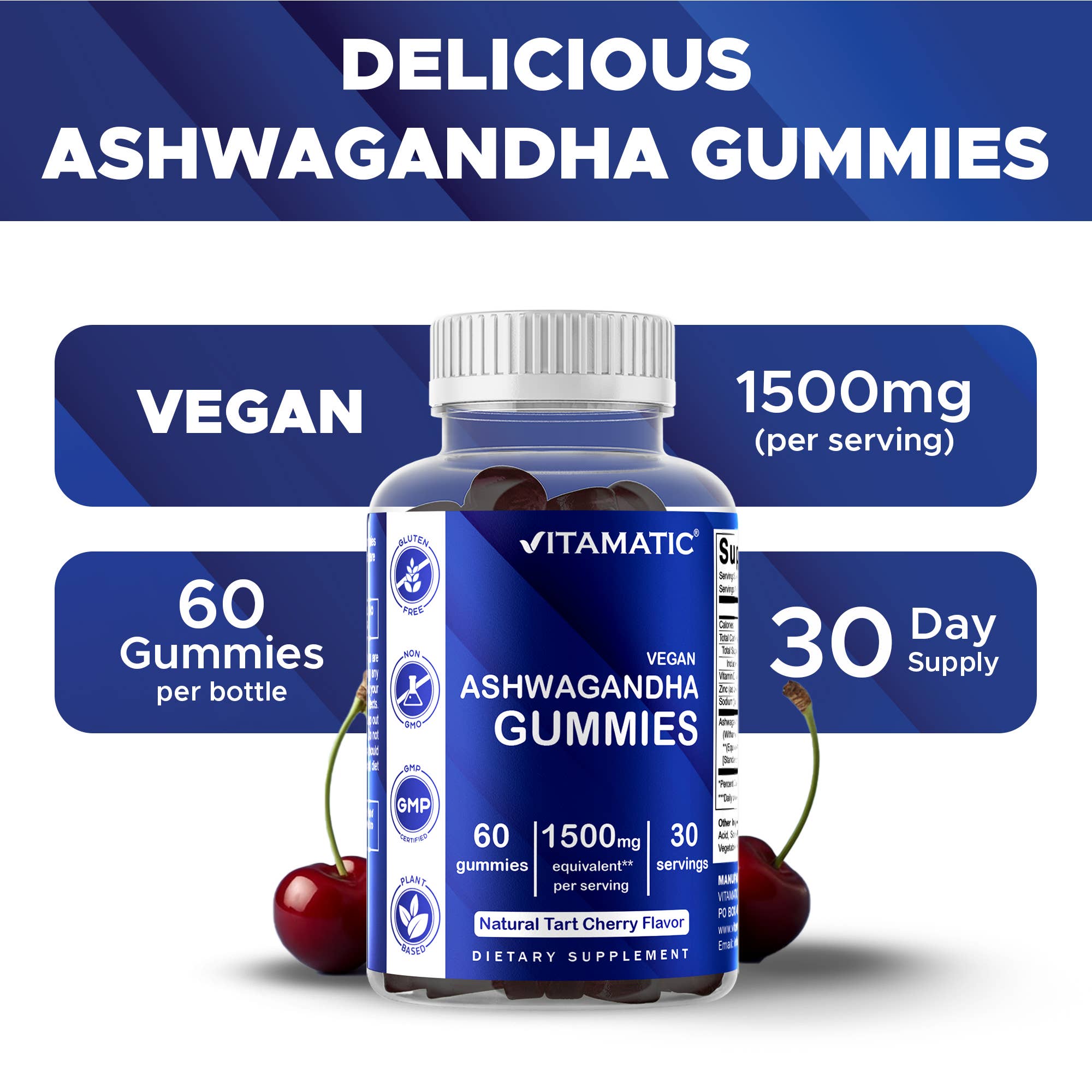 Vitamatic - Wholesale Oral Supplement/Vitamin - Vitamatic | Ashwagandha 1500mg | 60 Vegan Gummies2