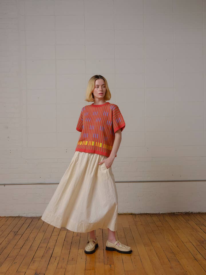 Bauhaus Short Sleeve Sweater Tee - Carnelian for wholesale by The Endery