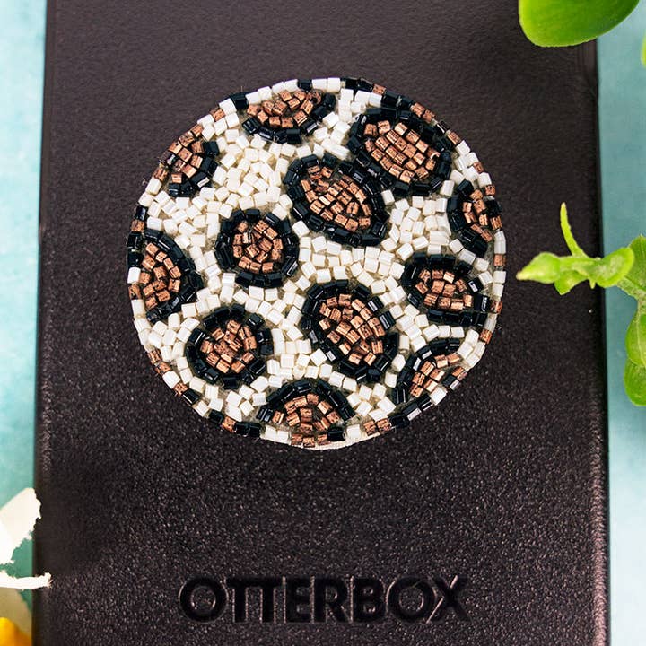 Zippity Do Dah - Wholesale Phone Grip - Leopard beaded phone grip