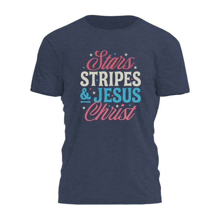 T-shirt Étoiles Rayures & Jésus-Christ - 3279 pour la vente par I Love My Freedom
