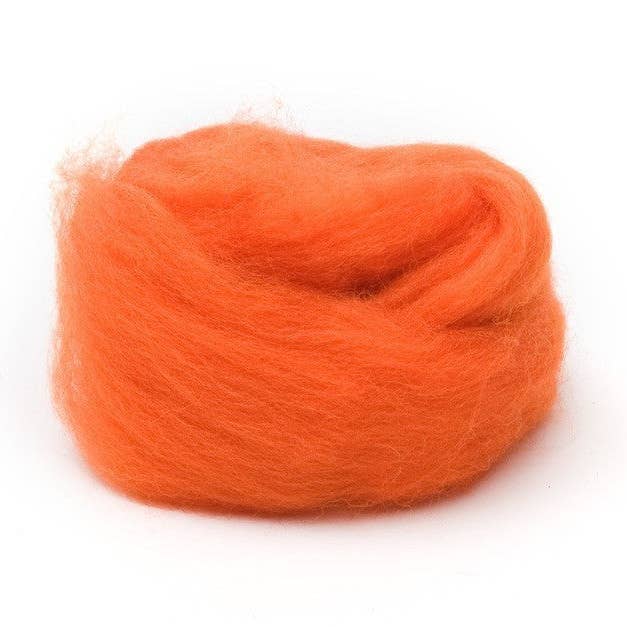 Orange Corriedale Wool Roving 1 oz. for wholesale by Woolpets