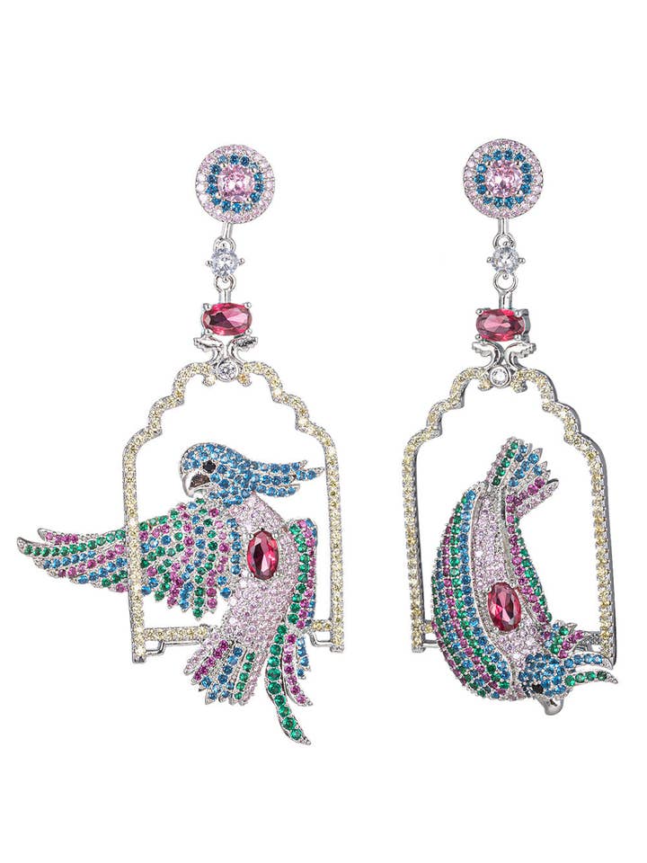 Louise syngende fugl CZ dråbe ørering for engroshandel hos Eye Candy Los Angeles