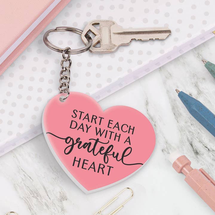 Start Each Day With A Grateful Heart Key Chain for wholesale by P. Graham Dunn