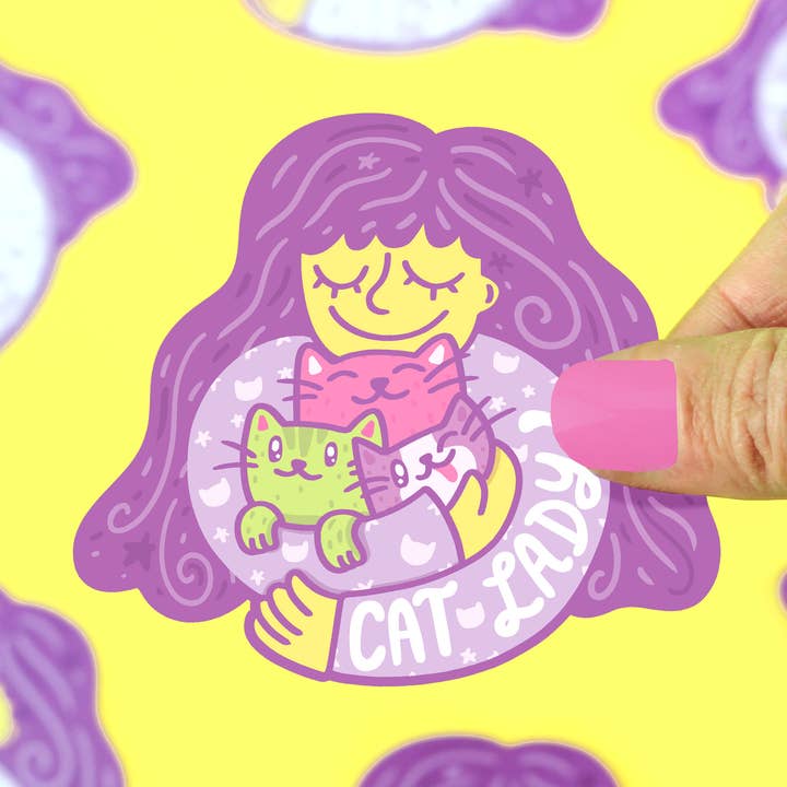 Cat Lady Vinyl Sticker for wholesale by Turtle's Soup