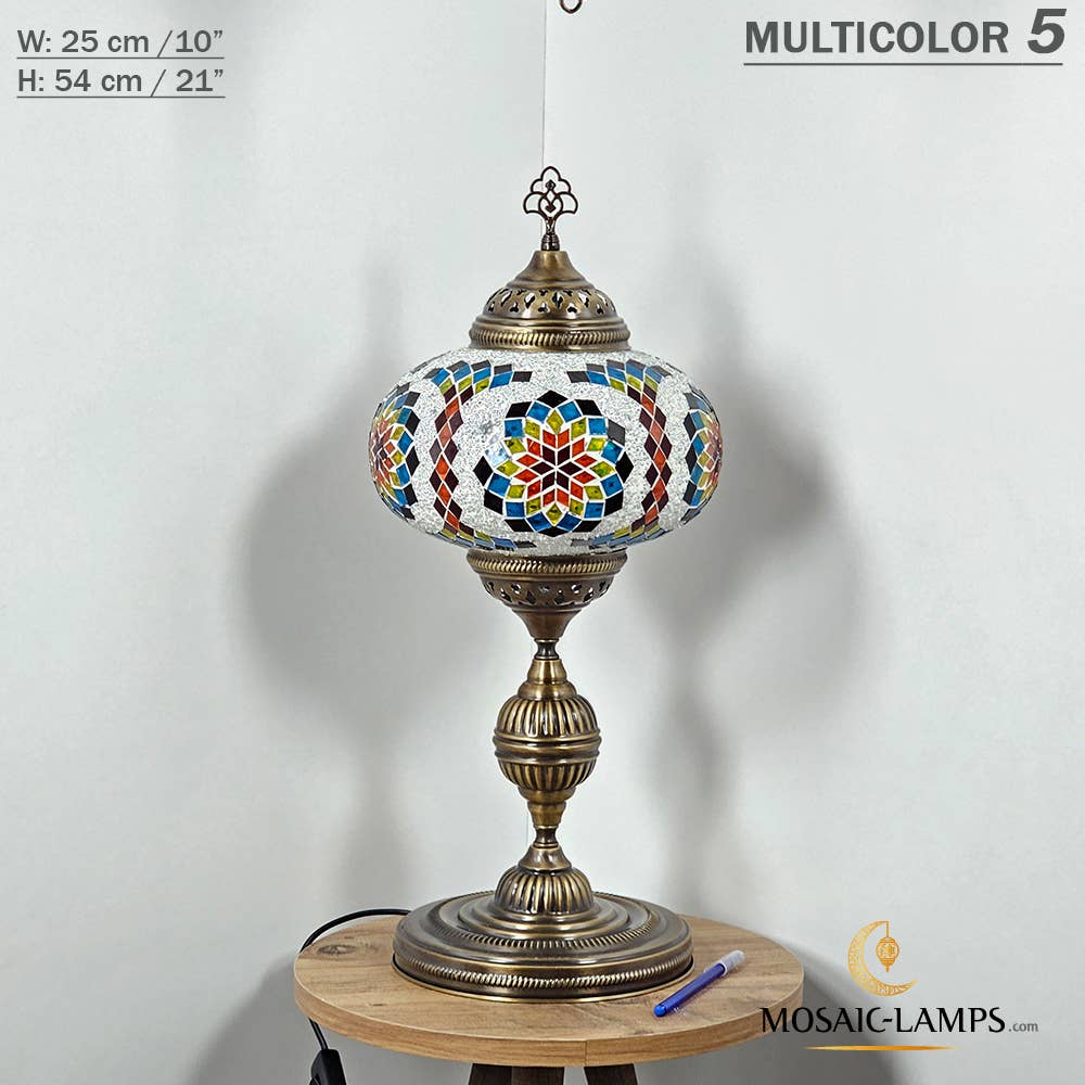 Mosaic Lamps - Wholesale Accent/Desk Lamp - 10+ Colors - Turkish Mosaic X Large Globe Table Lamp, Marrak44