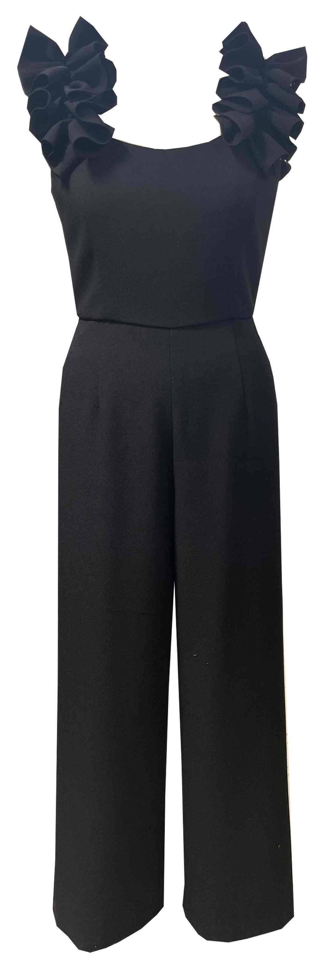 Black RUFFLE JUMPSUIT for wholesale on Faire