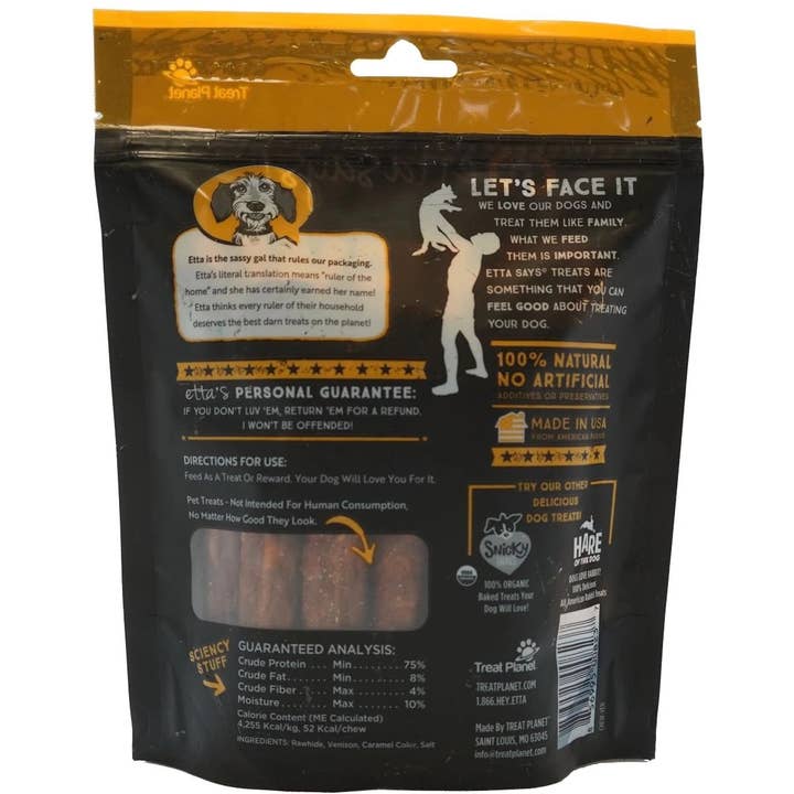 Pet Palette Distribution - Wholesale Pet Treats - Dog - Etta Says! Chew Premium Crunchy Venison Dog Chew 4.5oz1