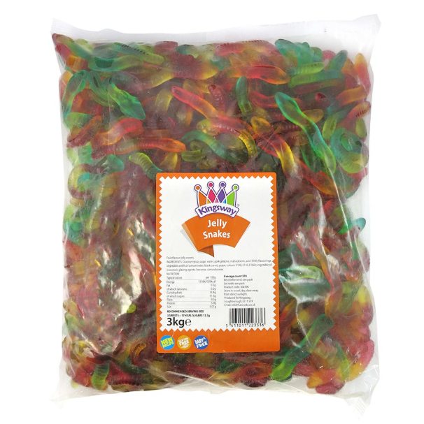 Gaffney's Sweets & Treats Wholesale – Engroshandel Vingummi – Kingsway Jelly Slanger 3 kg1
