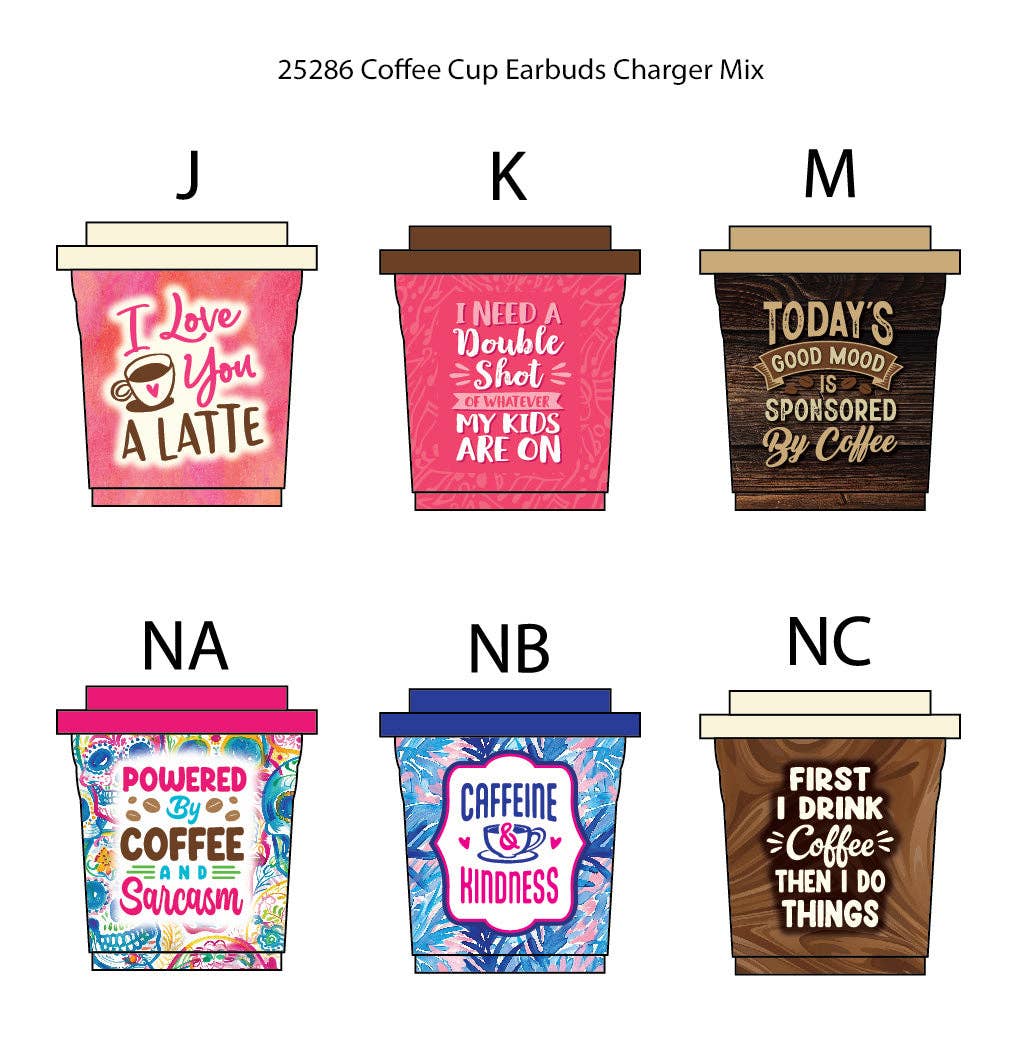 Novelty Brands - Wholesale Retailer Display - Accessories - Wireless Earbuds with Coffee Cup Case Assortment- 6/Display3