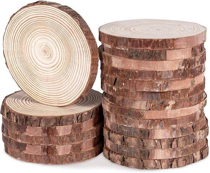 Wax Apothecary - Wholesale Candle Holder - CANDLE COASTER: Natural Wood Slice Display (Medium 4-4.5")3