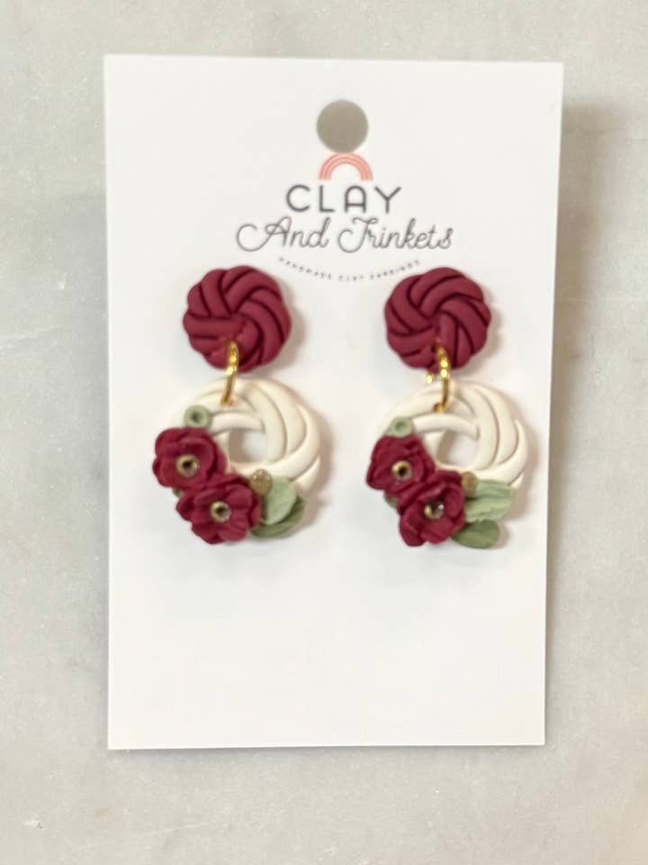 Petite Flower Dangles/ Burgundy for wholesale by Clay and Trinkets