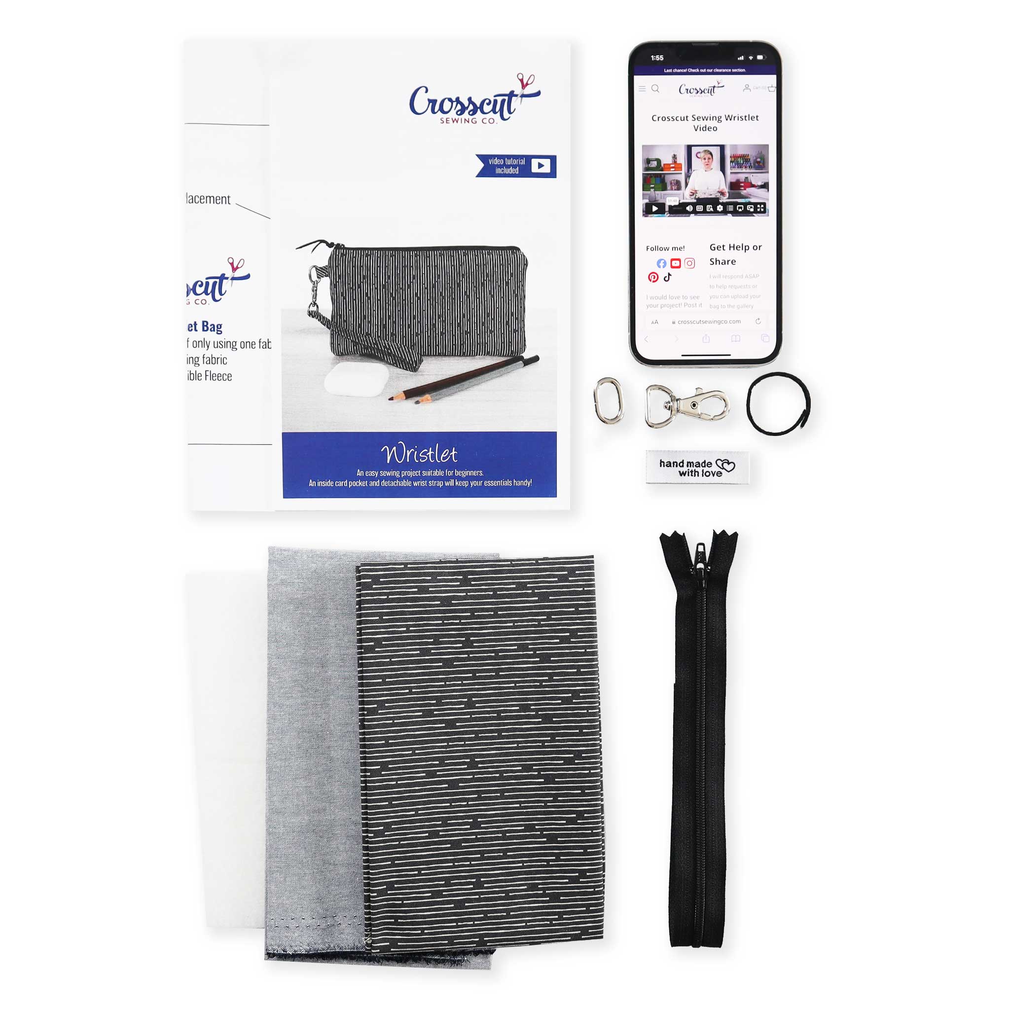Crosscut Sewing Co. - Wholesale Craft Sewing Kit - Wristlet Sewing Kit - Adult Sewing Kit for Beginners15