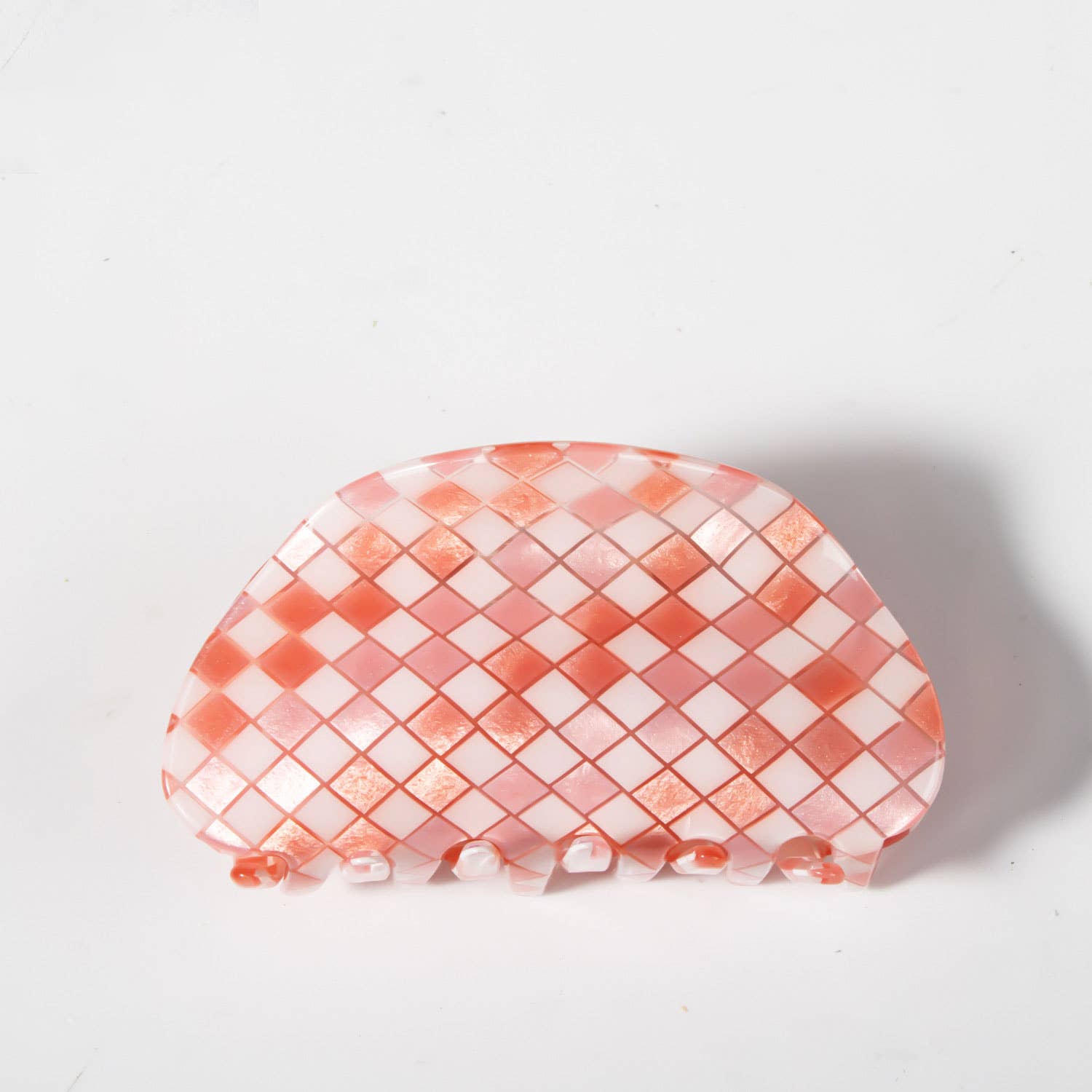 ACCITY - Wholesale Hair Clip - Women's - Checkerboard Acrylic Hair Claw Clip Half Round _CWAHA03260
