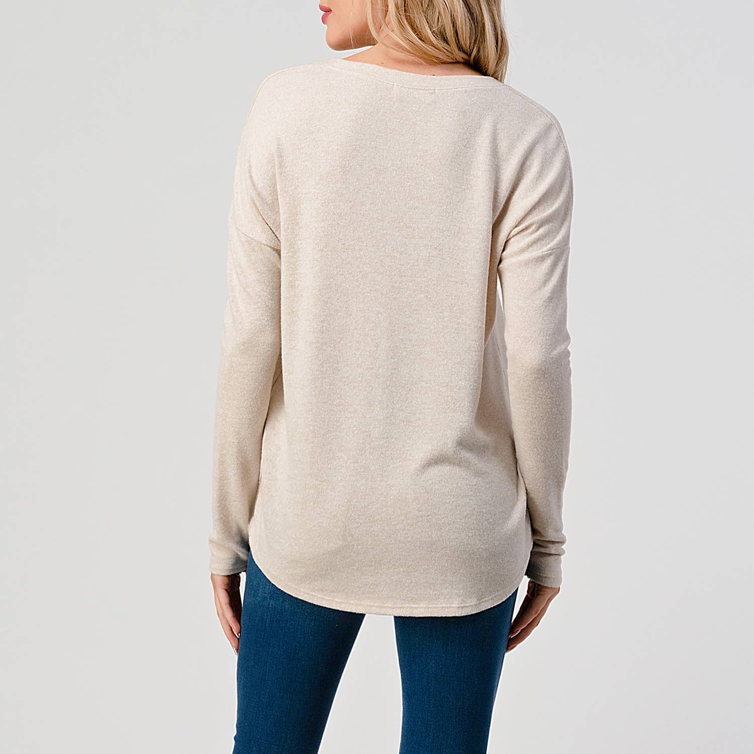 Heimious - Wholesale Knit Top - Women's - Long Sleeve V-neck Brushed Knit Top, 273880