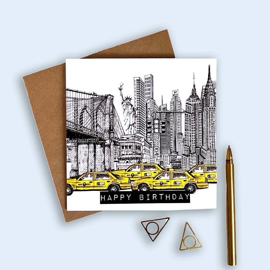 Katie Clement Illustration - Vendita all'ingrosso Biglietti di auguri - Biglietto di compleanno con skyline di New York0