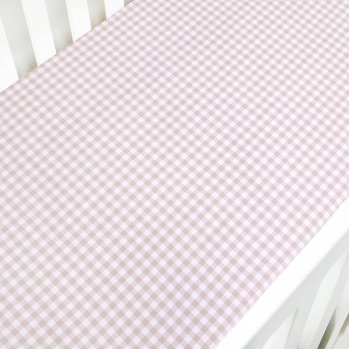 Gooselings - Wholesale Cot/Crib Sheets - Picnic Gingham Crib Sheet - Beige