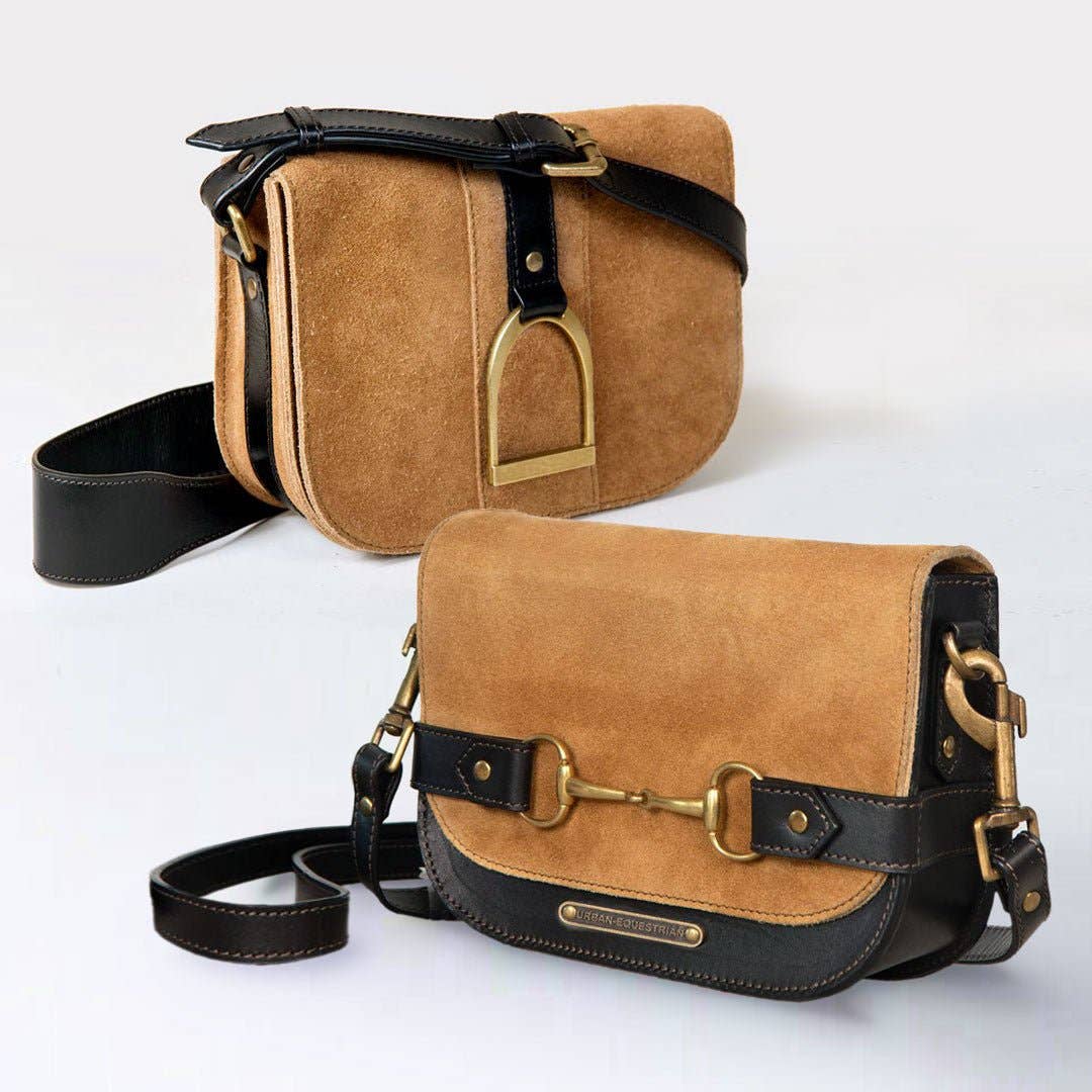 URBAN-EQUESTRIAN – wholesale Axelväska - Dam – Saratoga- Hästbett Crossbody Lyxig Läderhandväska i Svart på Kastanj6