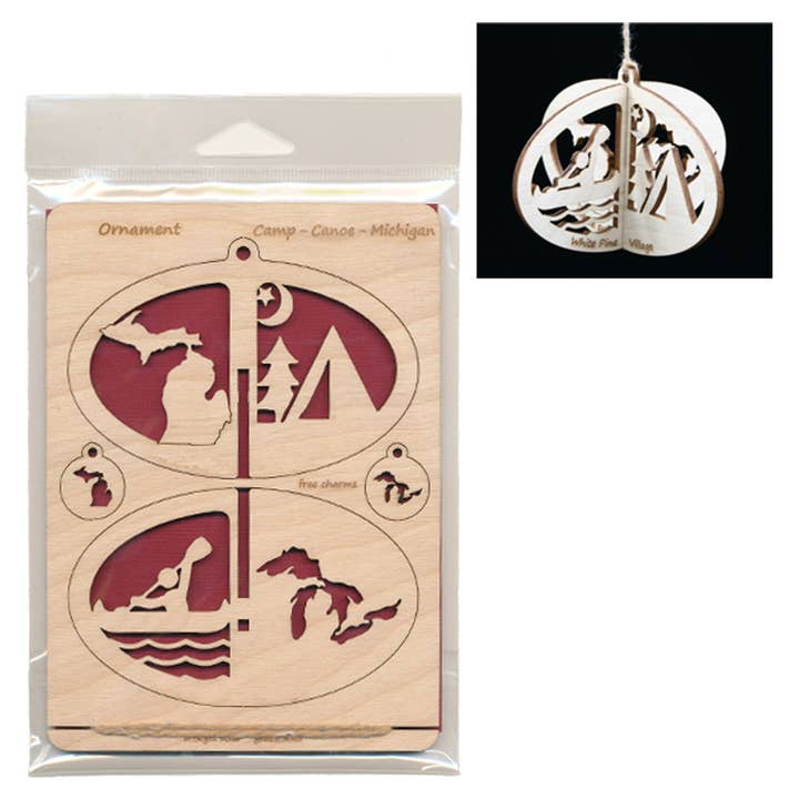 Small 3D Ornament Card - Camp, Canoe for wholesale by G3 Studios