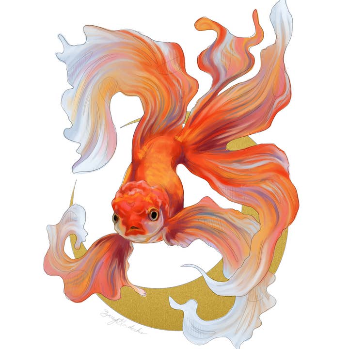 Moonlight Goldfish | Skriv ut för wholesale av Whimsical Art by Darcy Goedecke