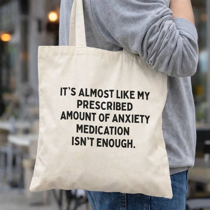 Grand sac fourre-tout réutilisable en toile de coton pour médicaments contre l'anxiété pour la vente par Buffalovely