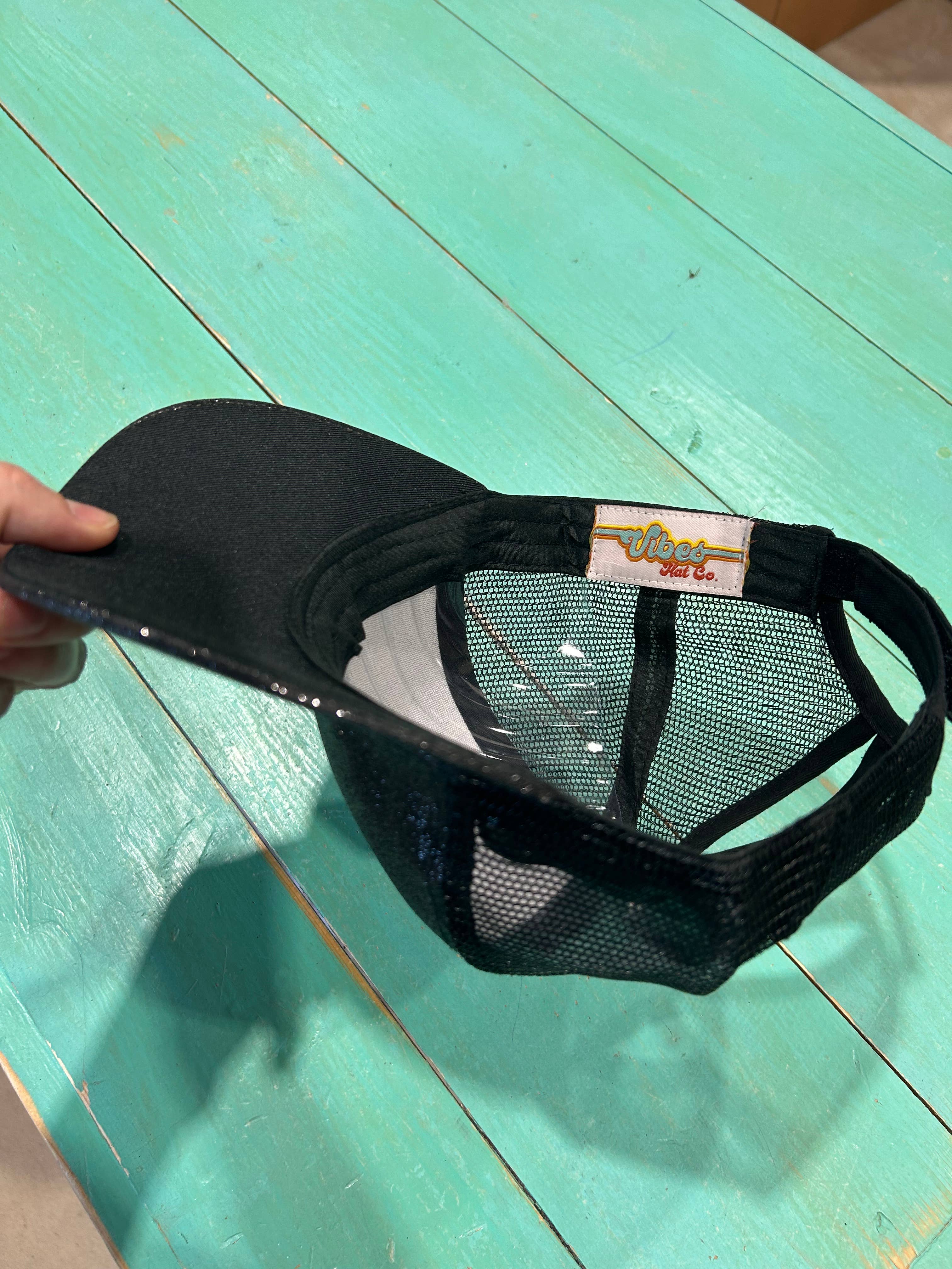 Vibes Hat Company - Wholesale Ponytail Cap - Women's - Vibes Black Glitter Ponytail Caps | Sparkle | Baseball Cap6