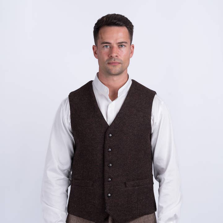 Mid Brown Tweed Waistcoat & Vest for wholesale by Celtic Tweed
